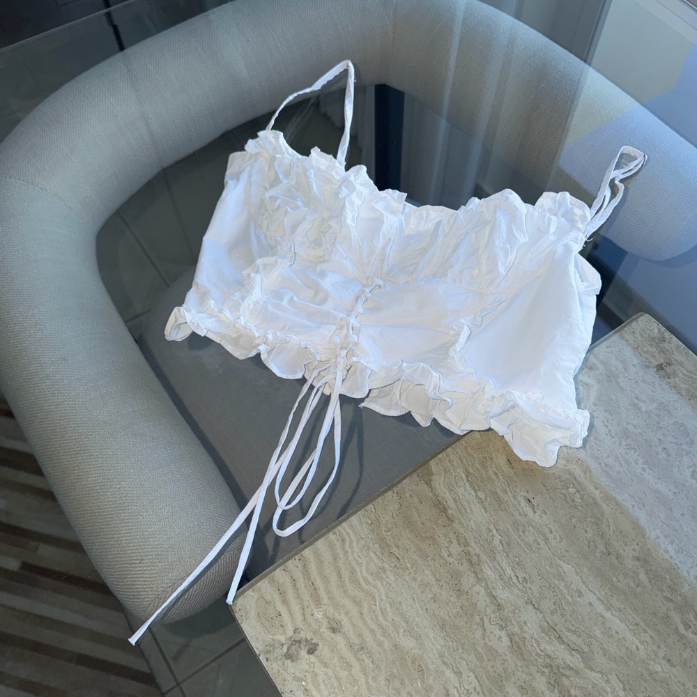 White Ruffled Crop Top